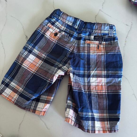 Janie and Jack Plaid Chino Shorts - Orange & Blue - Size 6 - Picture 2 of 6